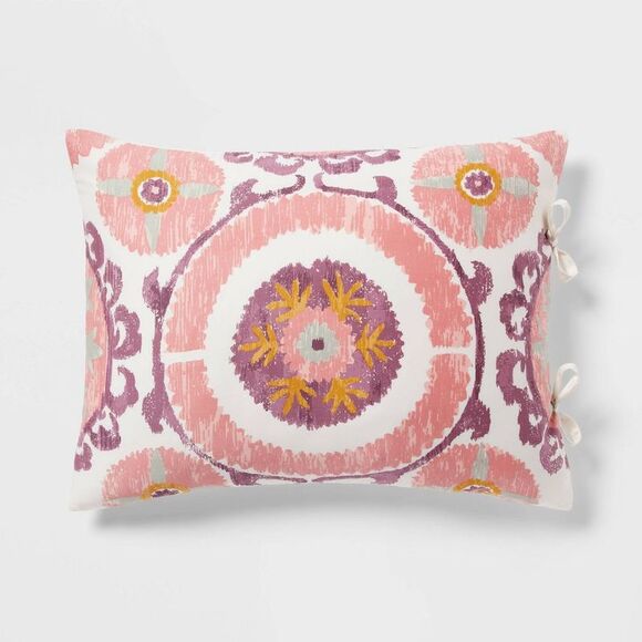 Threshold Cotton Sateen Comforter Set Suzani Ivory/Orange/Plum Re Orange - Picture 4 of 4